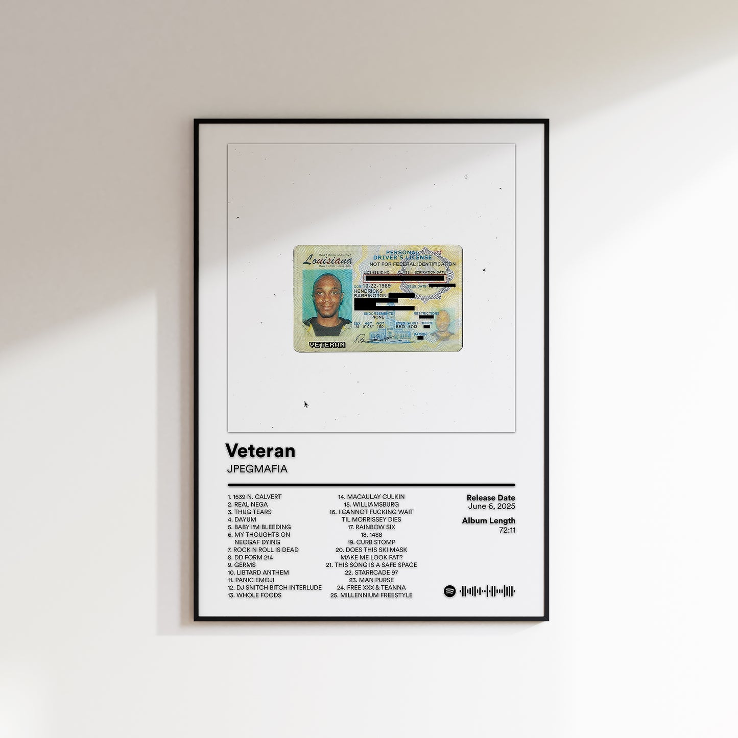 JPEGMAFIA 'Veteran' (Director's Cut) Album Poster