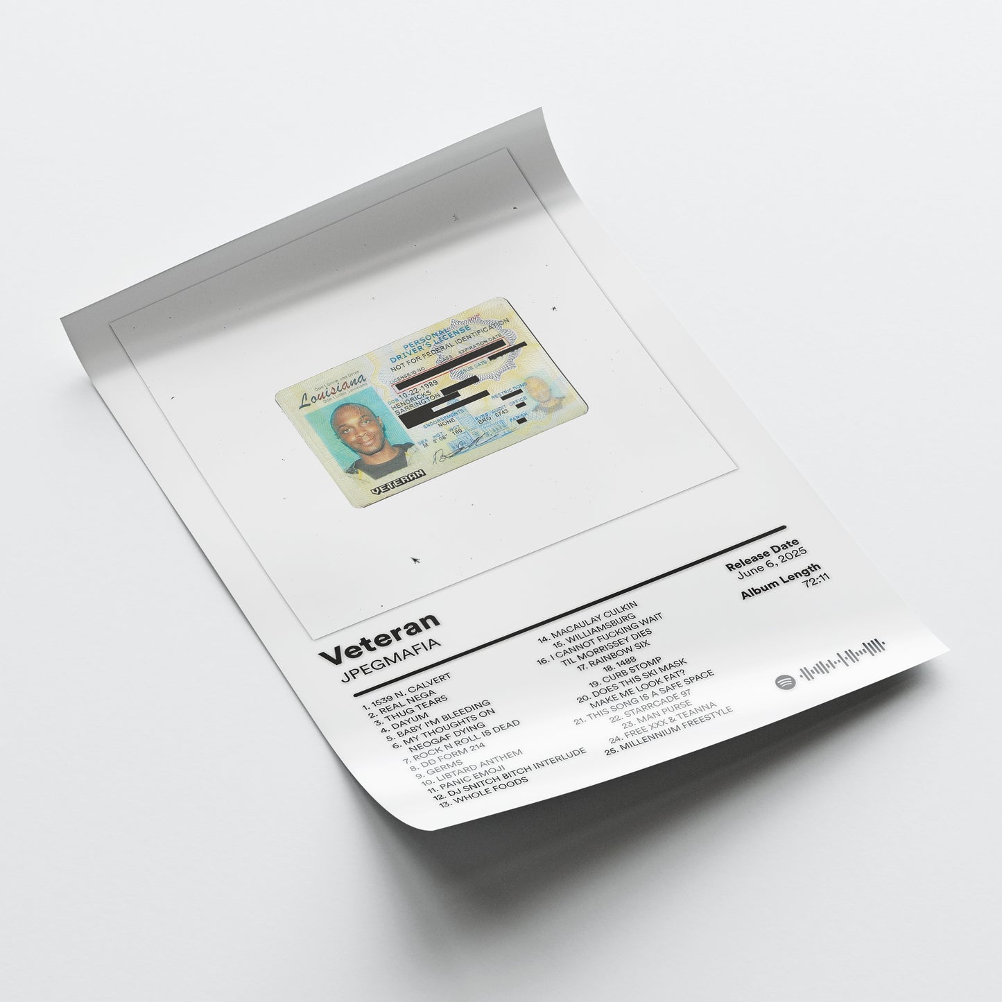 JPEGMAFIA 'Veteran' (Director's Cut) Album Poster